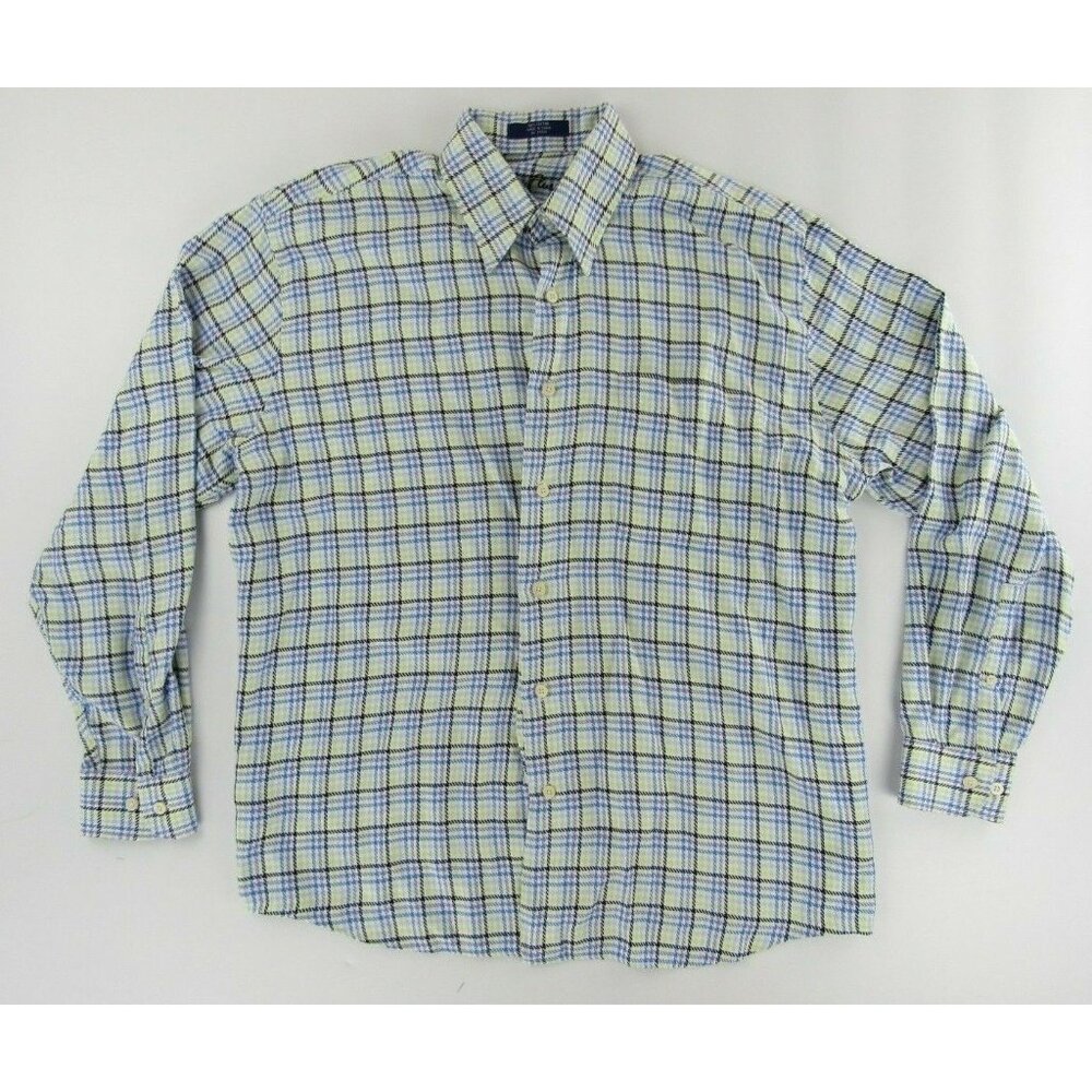 Alan Flusser Mens Dress Shirt L White Multicolor Long Sleeve Button Up